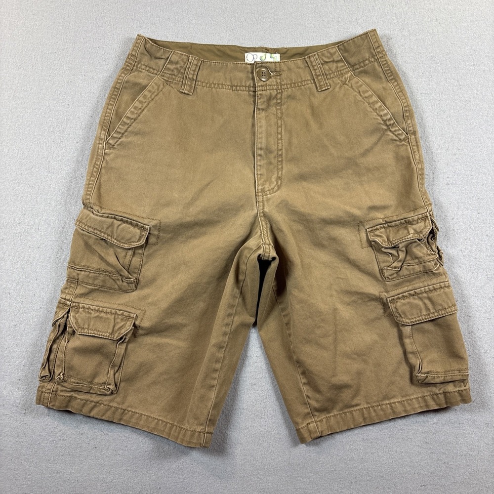 Vintage OP Ocean Pacific Shorts Women's 14‎ Double Cargo Khaki Tan Long Y2K
